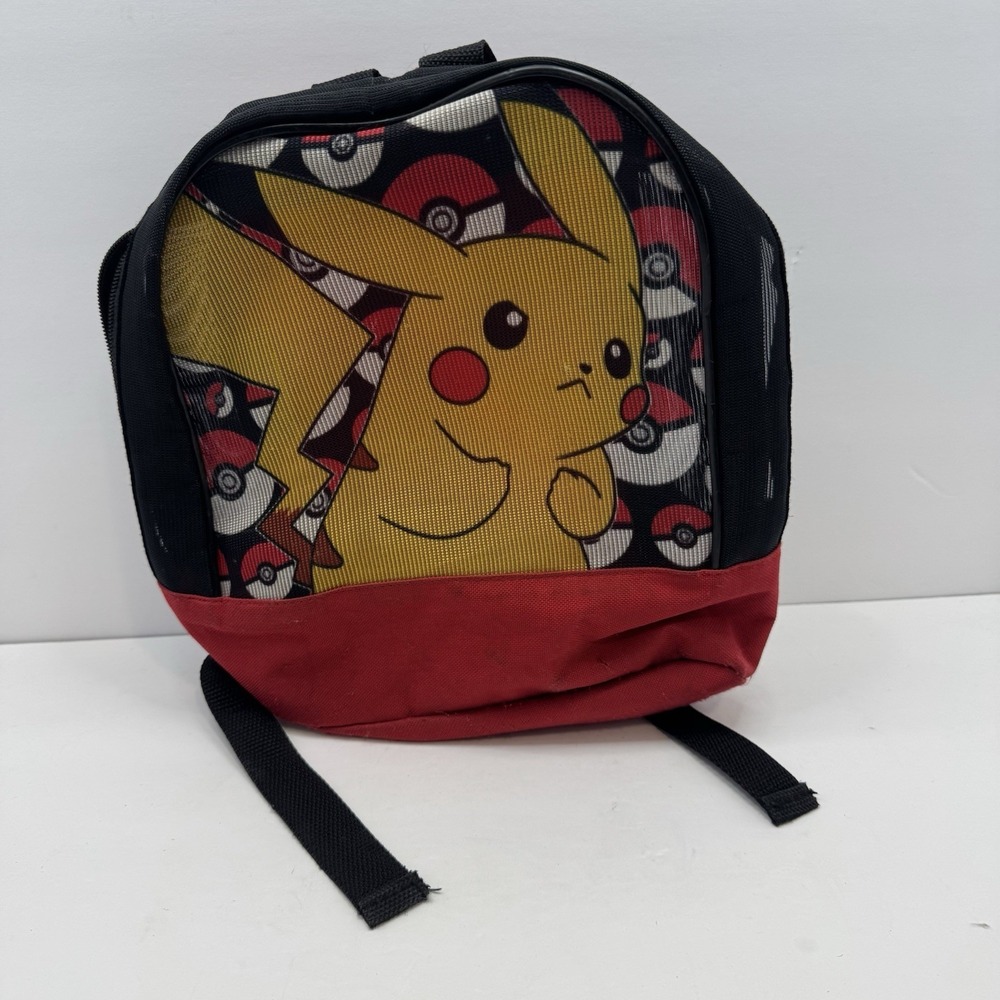 Pokemon Pikachu 12"x10" Black Red Backpack Netting‎